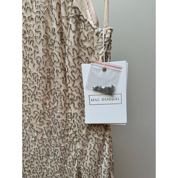 NEW Mac Duggal 93742 Studded Halter Neckline Sheath Dress Nude size 4 - Picture 5 of 8